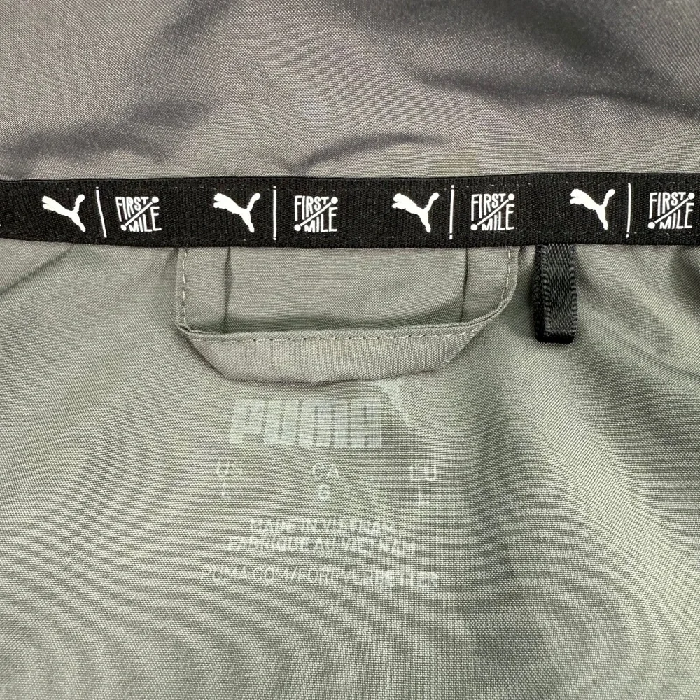 PUMA Jacket Mens Large Gray First Mile‎ Track Full Zip Lightweight Athletic